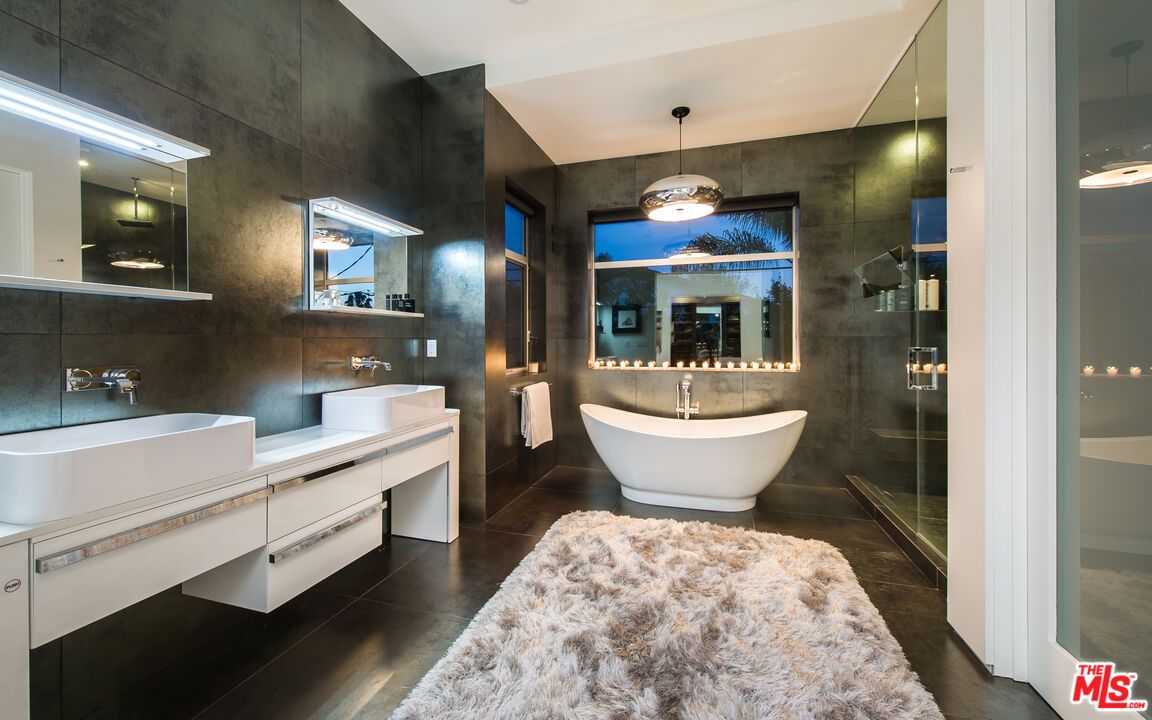 Bathroom, Dual Sink Vanities, Free Standing Baths, Interior, Pendant Lights