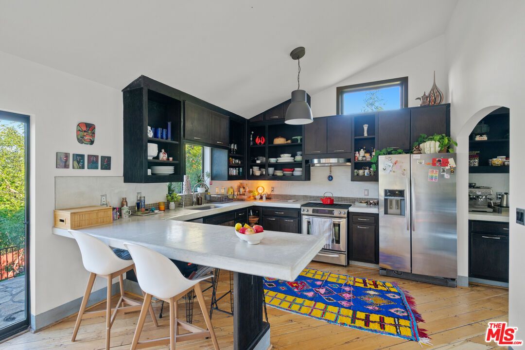 Interior, Kitchen, Pendant Lights, Stainless Steel Appliances, Wood Texture Flooring