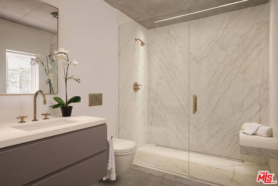 Bathroom, Glass Shower, Interior, Marble Walls
