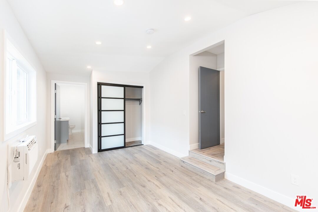 Bathroom, Empty room, Interior, Recessed Lighting, Wood Texture Flooring