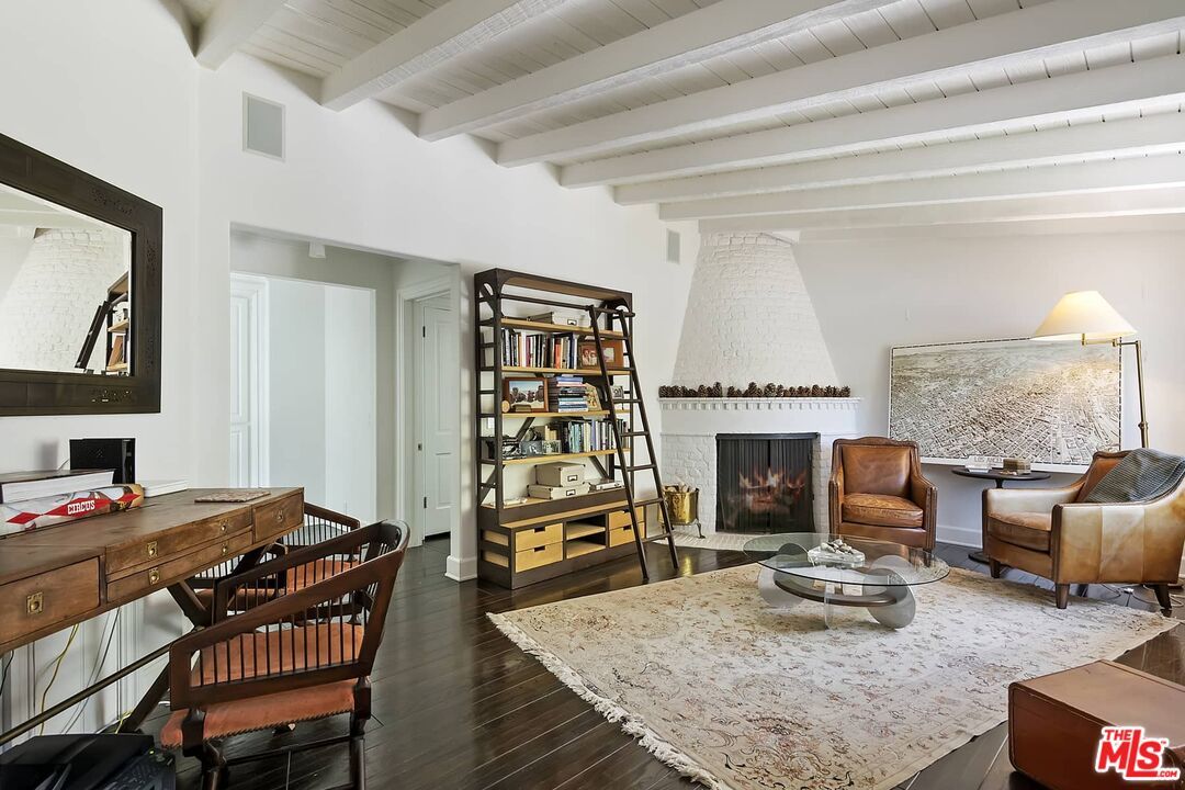 Fireplace, Home Office, Interior, Wood Texture Flooring