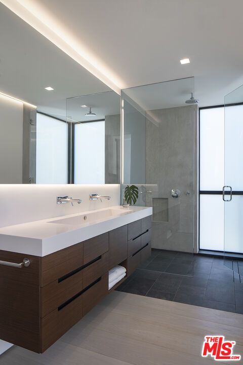 Bathroom, Dual Sink Vanities, Glass Shower, Interior, Recessed Lighting