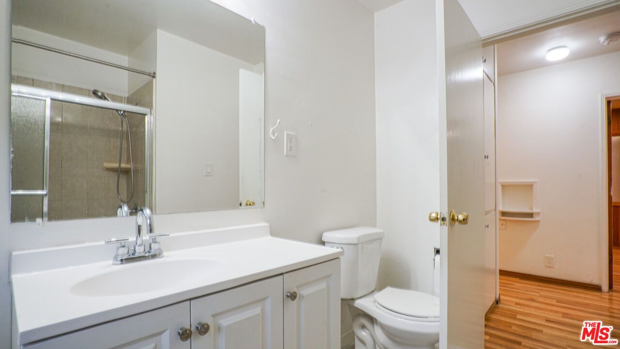 Bathroom, Glass Shower, Interior, Wood Texture Flooring