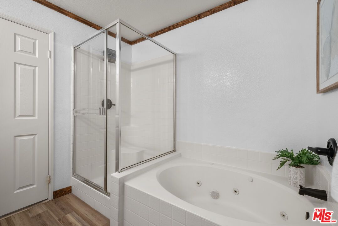 Bathroom, Glass Shower, Interior, Wood Texture Flooring