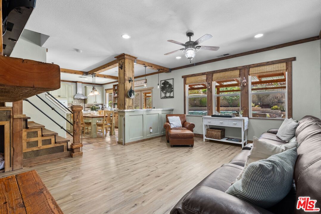 Dining room, Interior, Pendant Lights, Recessed Lighting, Wood Texture Flooring