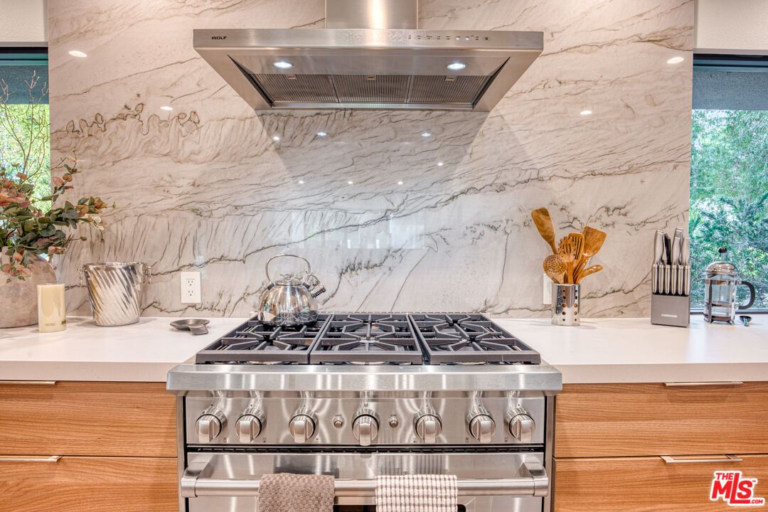 Interior, Kitchen, Marble Walls, Stainless Steel Appliances