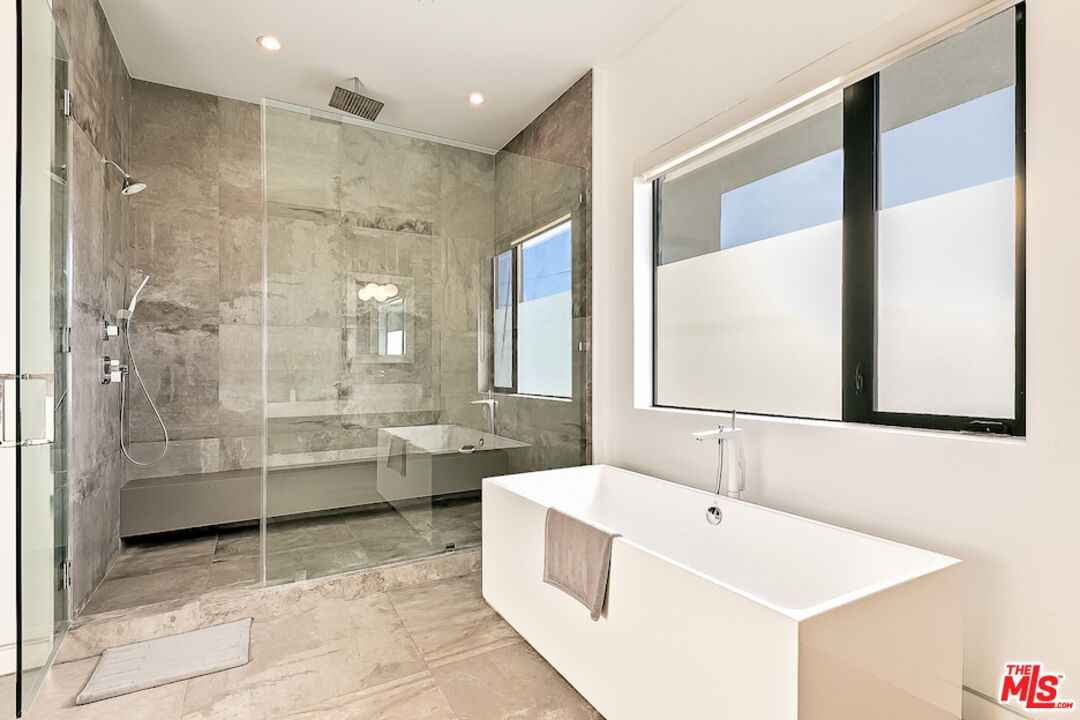 Bathroom, Free Standing Baths, Glass Shower, Interior, Recessed Lighting