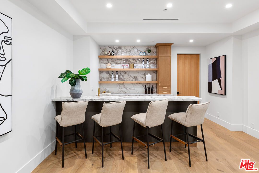 Interior, Marble Walls, Recessed Lighting, Wood Texture Flooring