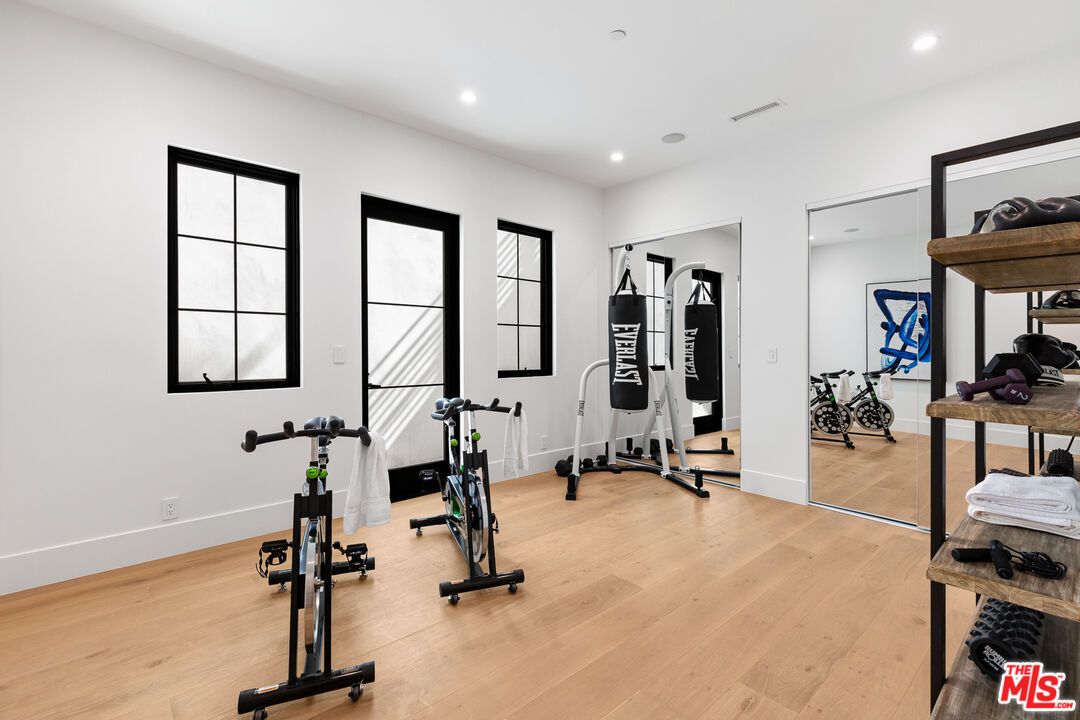 Fitness Equipment, Interior, Recessed Lighting, Wood Texture Flooring