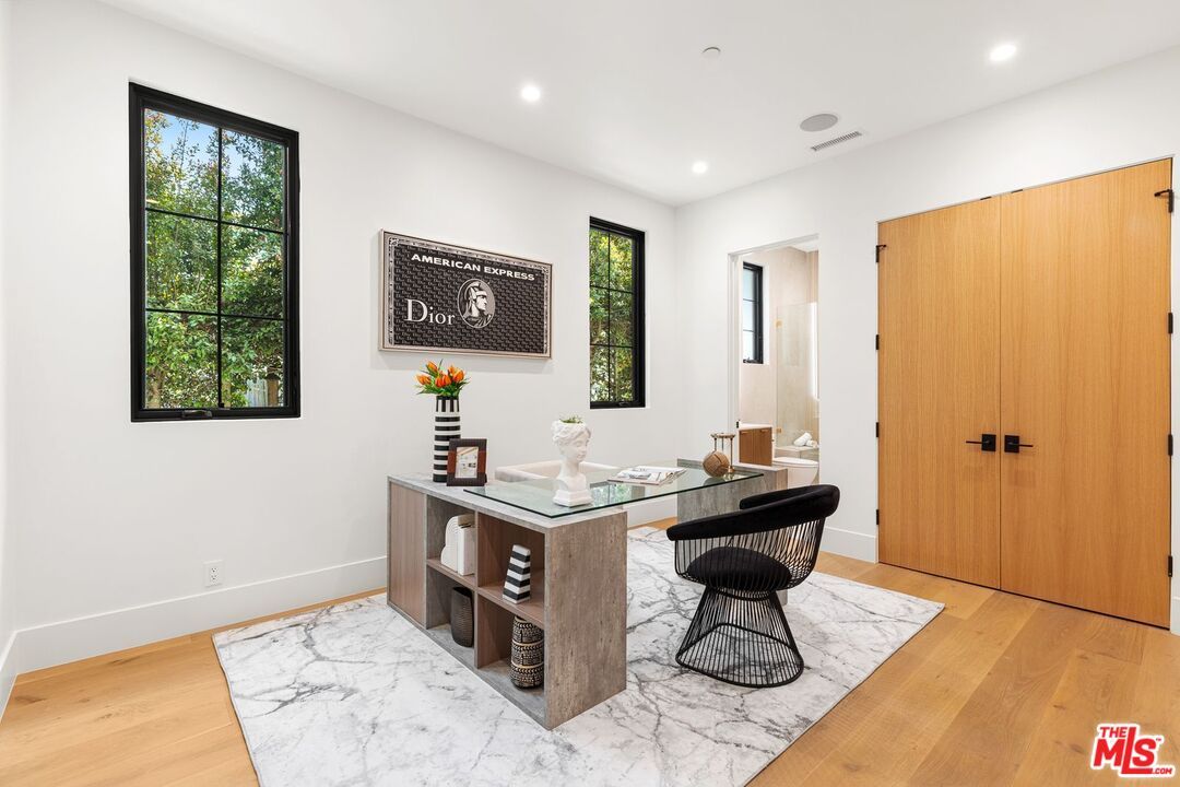 Home Office, Interior, Recessed Lighting, Wood Texture Flooring