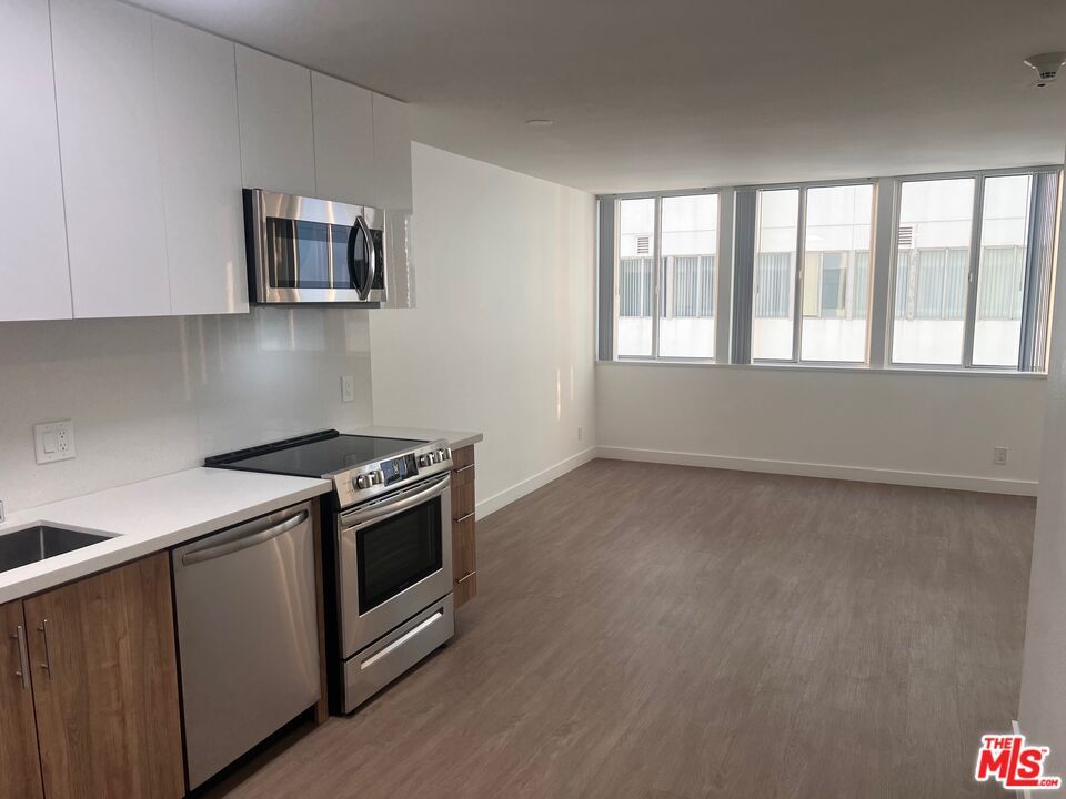 Interior, Kitchen, Stainless Steel Appliances, Wood Texture Flooring