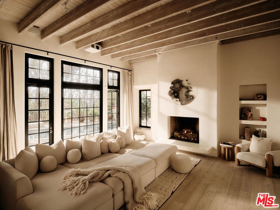 Fireplace, Interior, Living room, Wooden Beams, Wooden Ceilings, Wood Texture Flooring