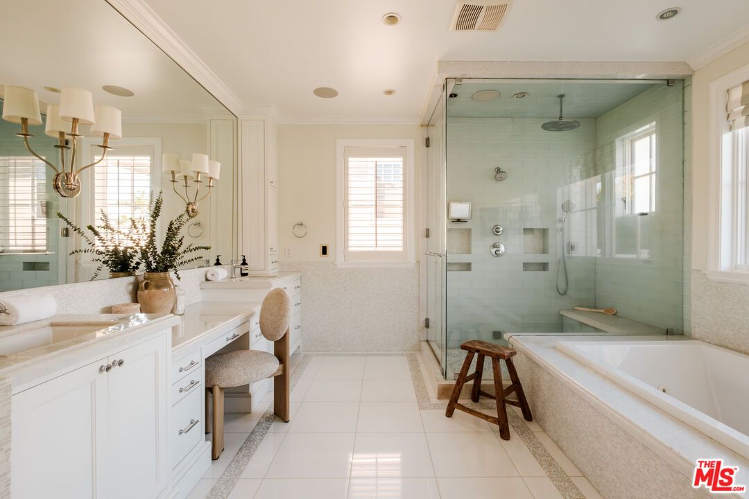 Bathroom, Dual Sink Vanities, Glass Shower, Interior, Recessed Lighting