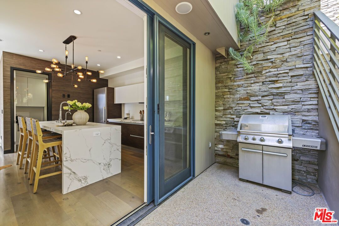 Dining room, Interior, Kitchen, Pendant Lights, Recessed Lighting, Stainless Steel Appliances, Stone Walls