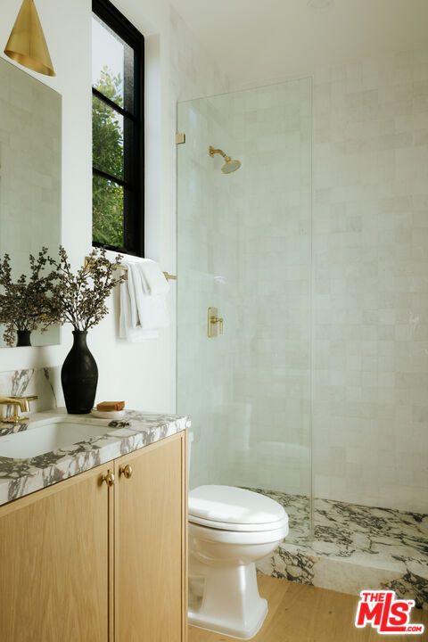 Bathroom, Glass Shower, Interior, Wood Texture Flooring