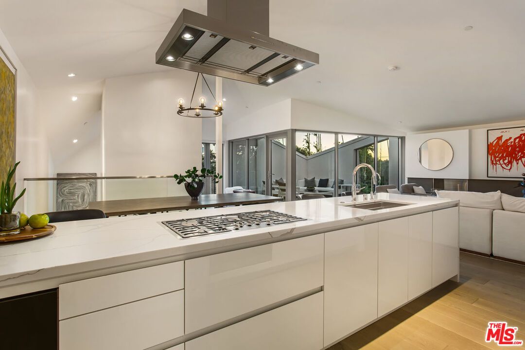 Chandelier, Interior, Kitchen, Living room, Recessed Lighting, Wood Texture Flooring