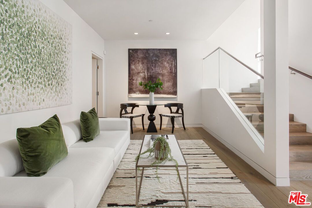 Dining room, Interior, Living room, Recessed Lighting, Wood Texture Flooring