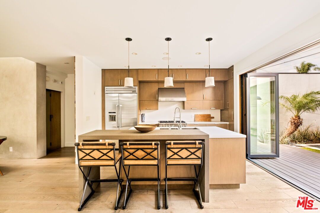 Interior, Kitchen, Pendant Lights, Stainless Steel Appliances, Wood Texture Flooring