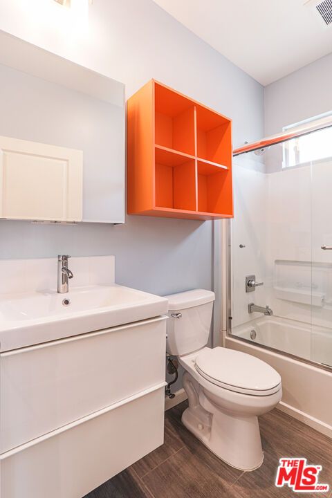 Bathroom, Glass Shower, Interior, Wood Texture Flooring