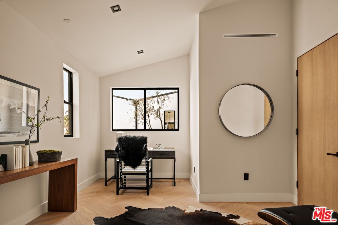 Home Office, Interior, Recessed Lighting, Wood Texture Flooring