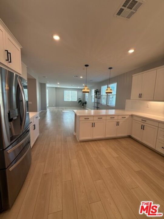 Interior, Kitchen, Pendant Lights, Recessed Lighting, Washer, Wood Texture Flooring