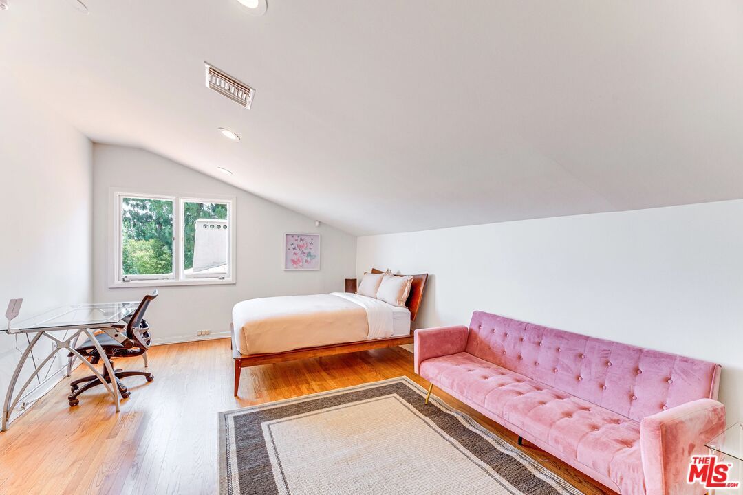 Bedroom, Home Office, Interior, Recessed Lighting, Wood Texture Flooring