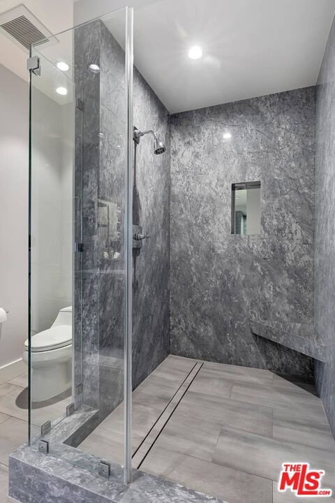 Bathroom, Glass Shower, Interior, Recessed Lighting