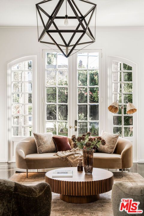 Interior, Living room, Pendant Lights, Wood Texture Flooring