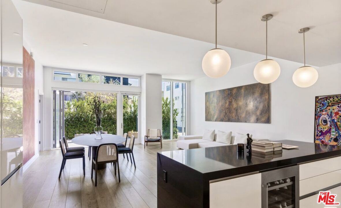 Dining room, Interior, Living room, Pendant Lights, Wood Texture Flooring