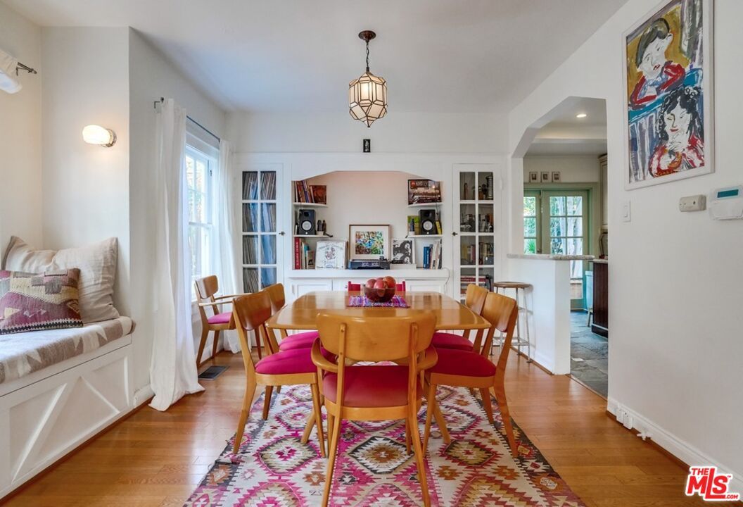 Dining room, Interior, Pendant Lights, Recessed Lighting, Wood Texture Flooring