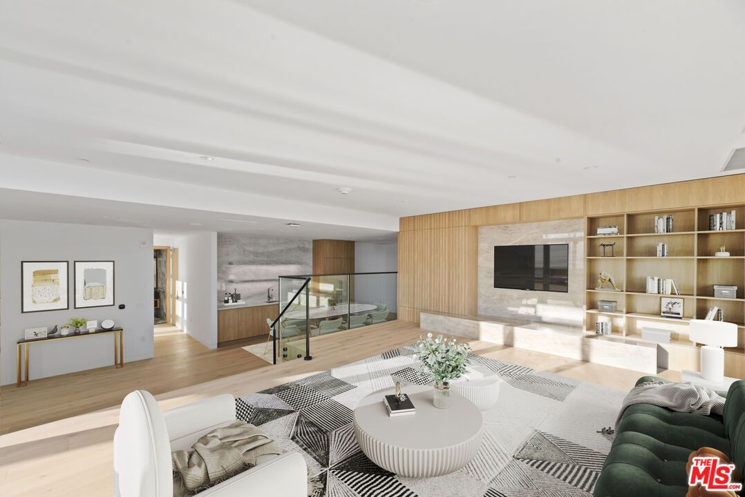 Interior, Living room, Recessed Lighting, Wood Texture Flooring, Wooden Walls