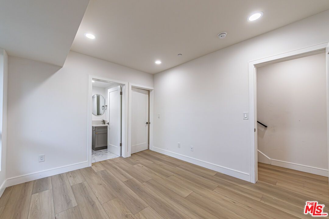 Bathroom, Empty room, Interior, Recessed Lighting, Wood Texture Flooring