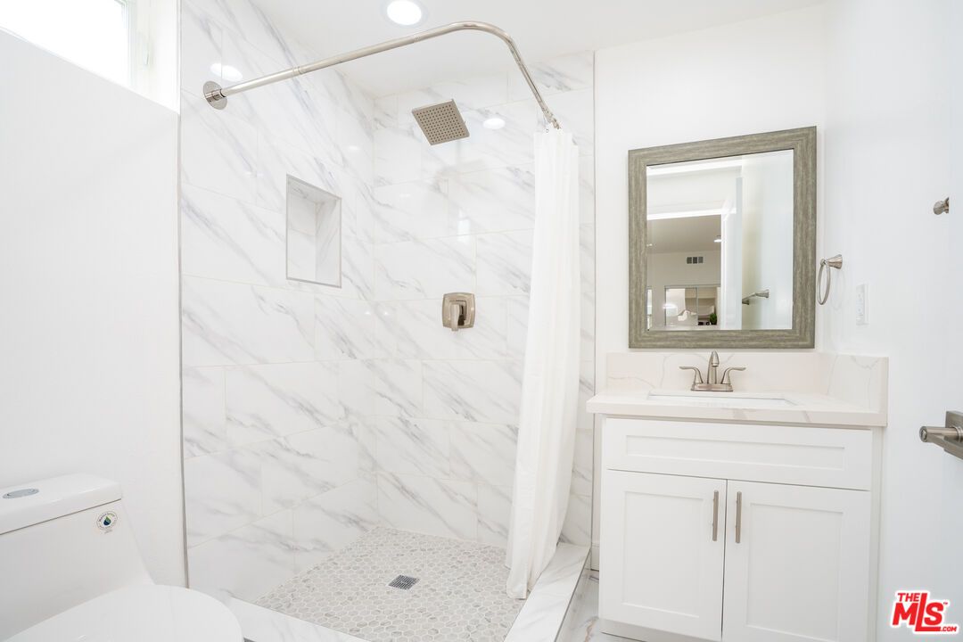 Bathroom, Glass Shower, Interior, Marble Walls, Recessed Lighting