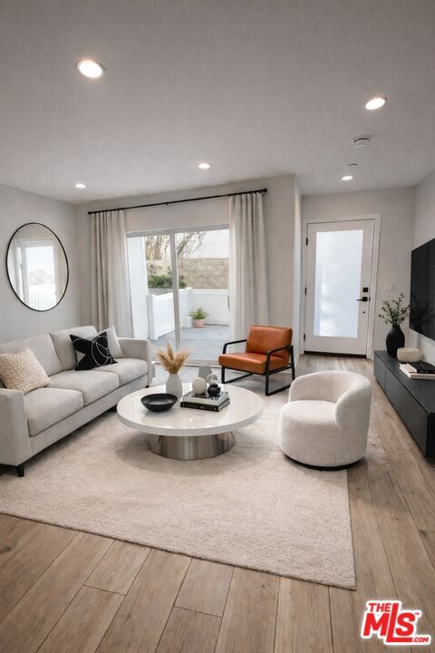 Interior, Living room, Recessed Lighting, Wood Texture Flooring