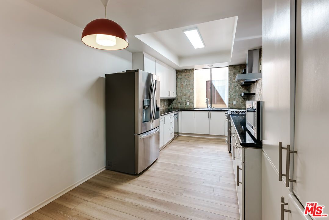 Interior, Kitchen, Pendant Lights, Stainless Steel Appliances, Wood Texture Flooring