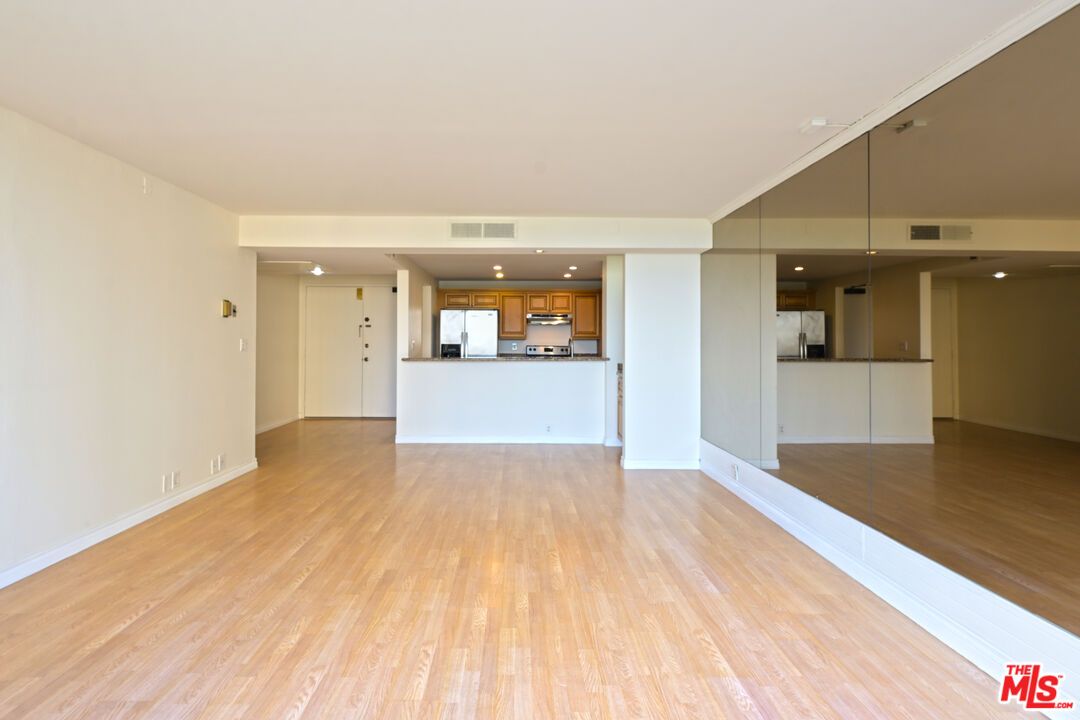 Empty room, Interior, Kitchen, Recessed Lighting, Wood Texture Flooring