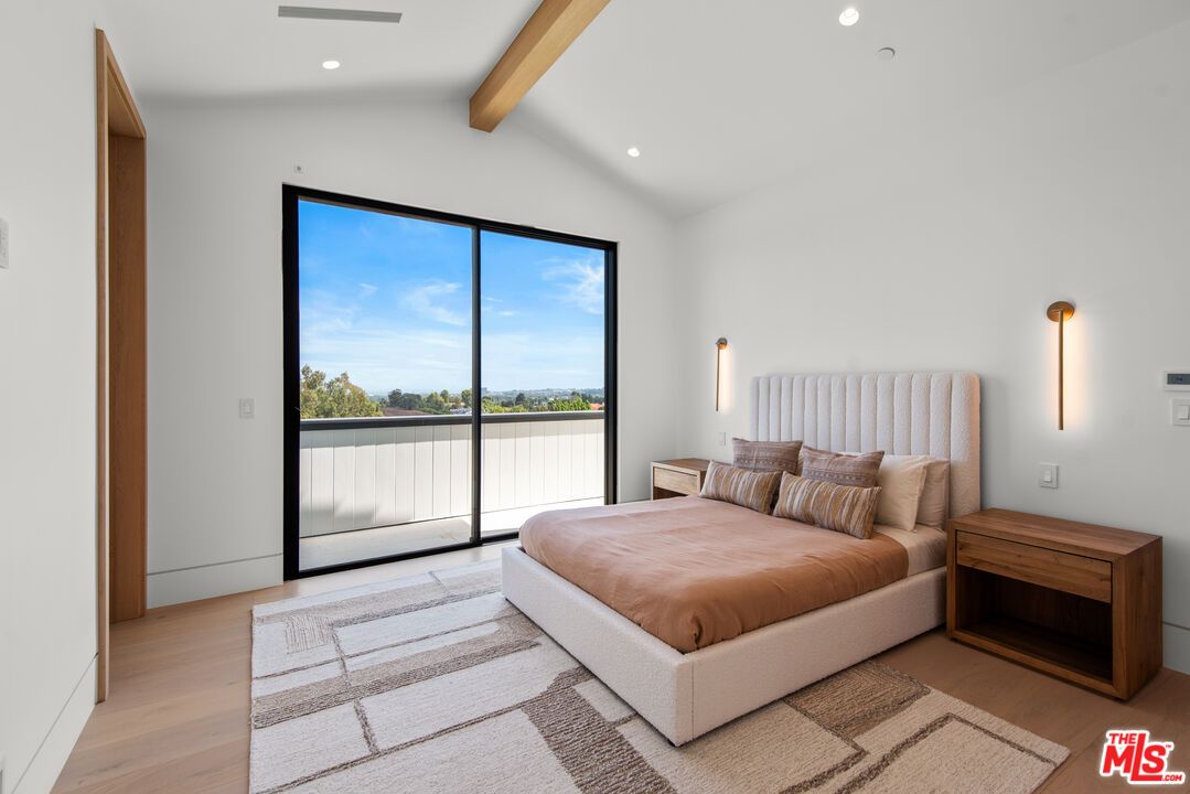 Bedroom, Interior, Recessed Lighting, Wooden Beams, Wood Texture Flooring