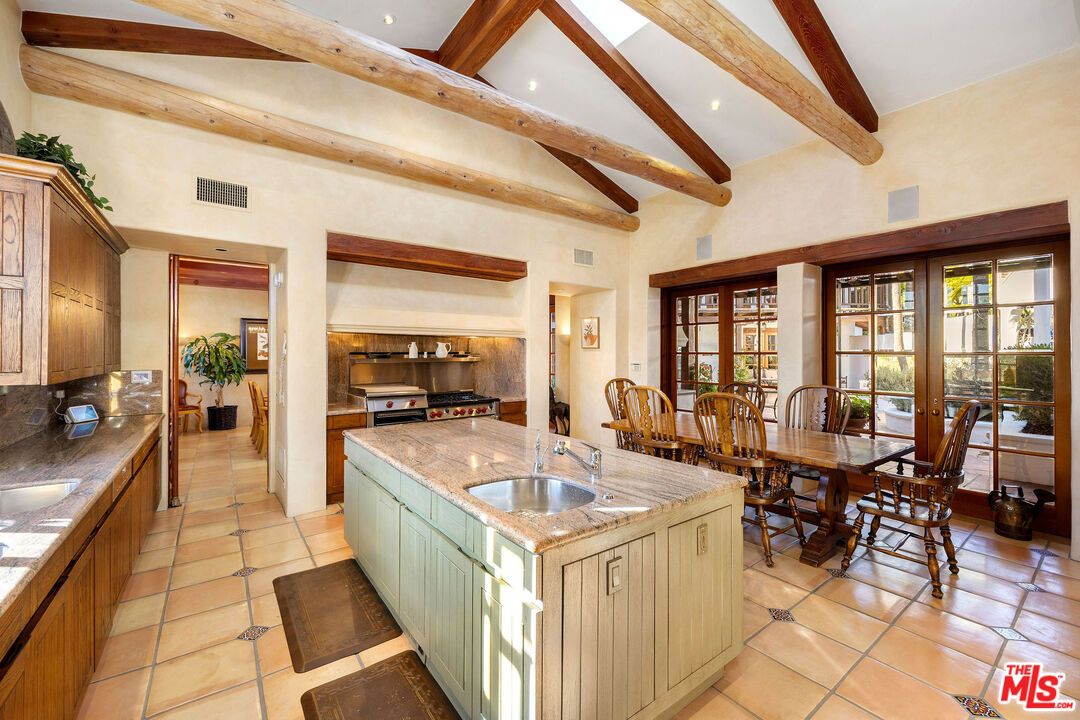 Dining room, Interior, Kitchen, Recessed Lighting, Stainless Steel Appliances, Wooden Beams