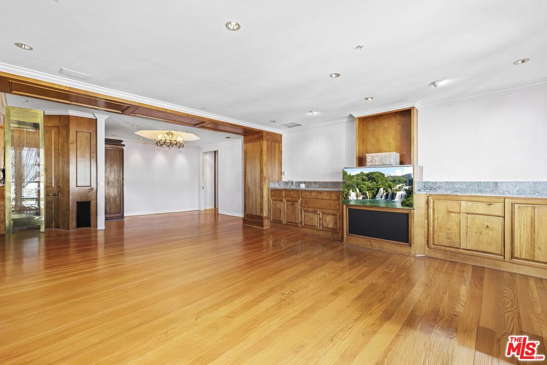 Chandelier, Empty room, Interior, Recessed Lighting, Wood Texture Flooring