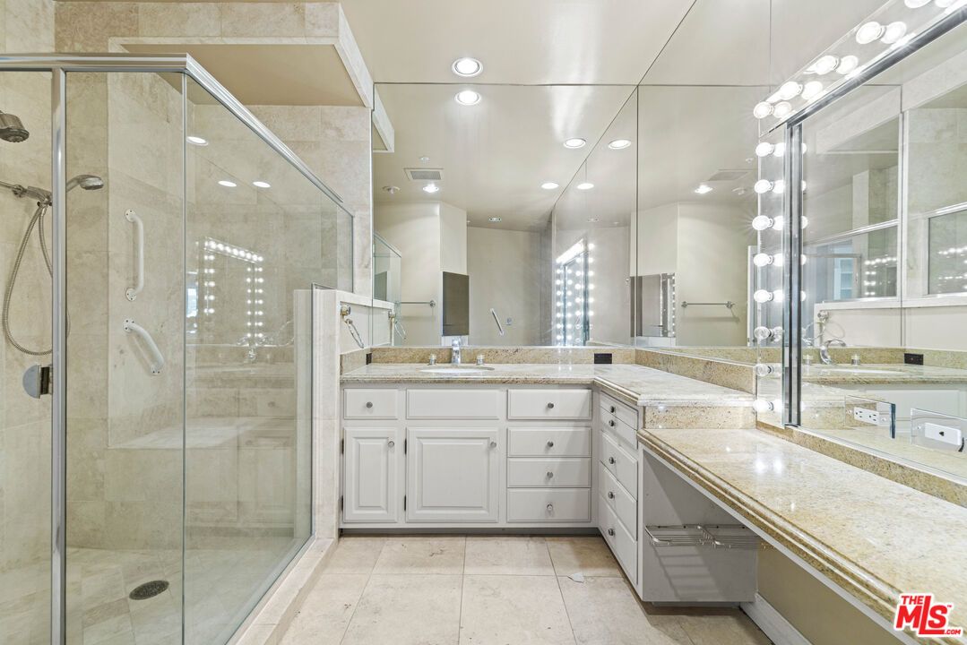 Bathroom, Dual Sink Vanities, Glass Shower, Interior, Recessed Lighting