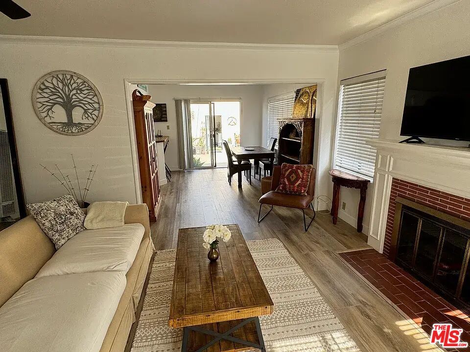 Dining room, Fireplace, Interior, Living room, Wood Texture Flooring