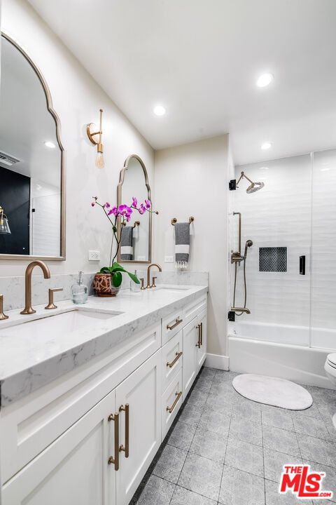 Bathroom, Dual Sink Vanities, Glass Shower, Interior, Recessed Lighting