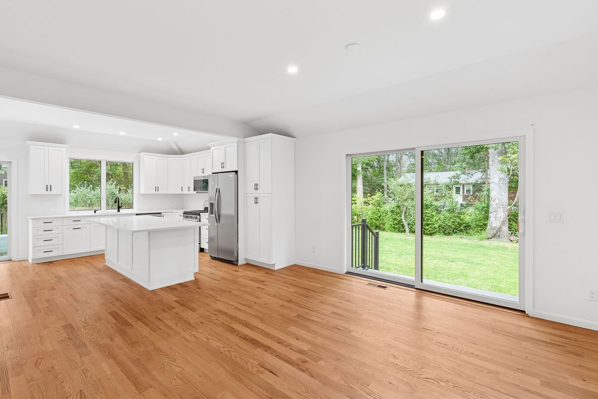 Interior, Kitchen, Recessed Lighting, Wood Texture Flooring