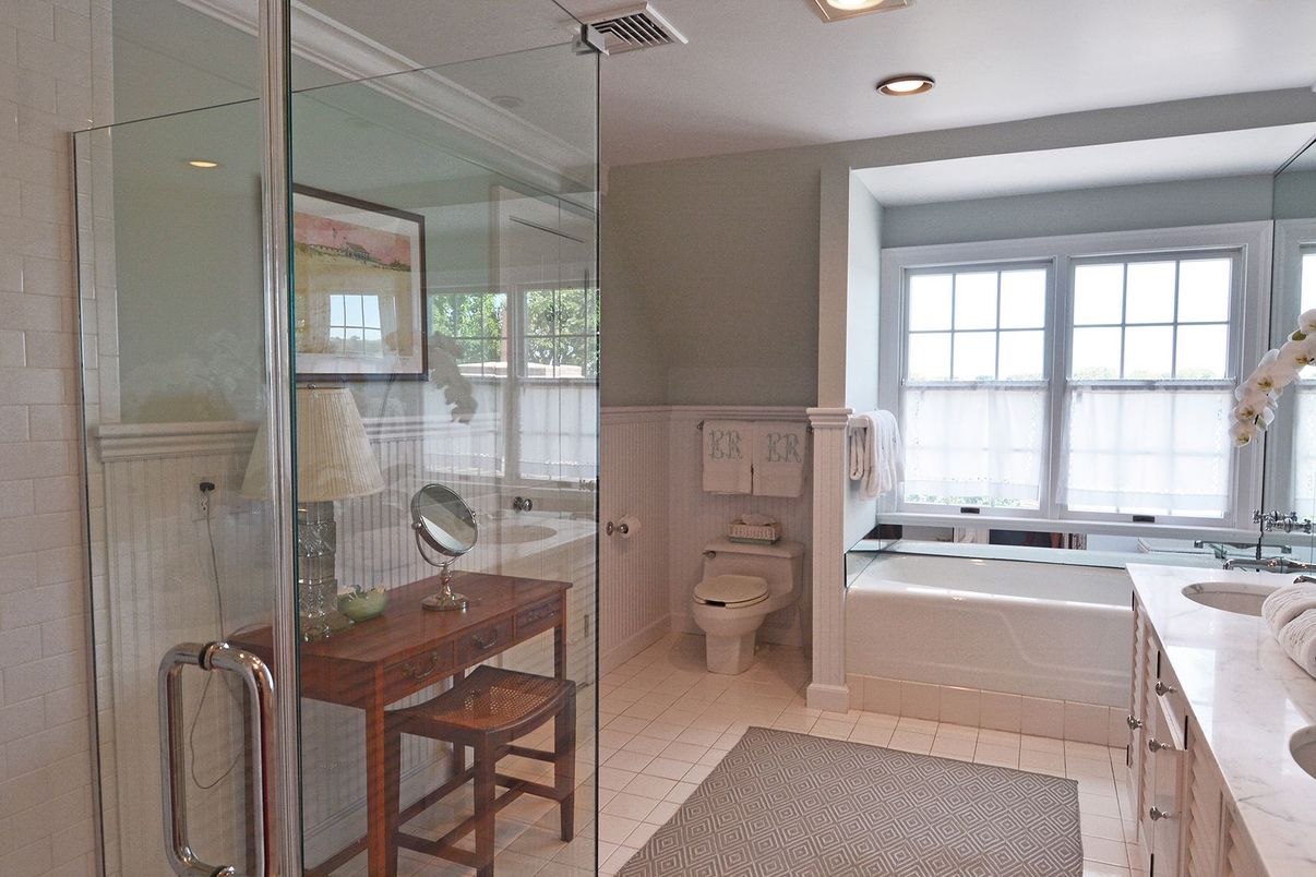 Bathroom, Dual Sink Vanities, Glass Shower, Interior, Recessed Lighting