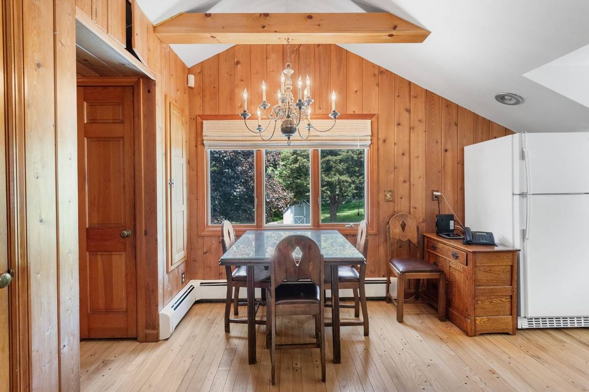 Chandelier, Dining room, Interior, Wooden Beams, Wood Texture Flooring, Wooden Walls