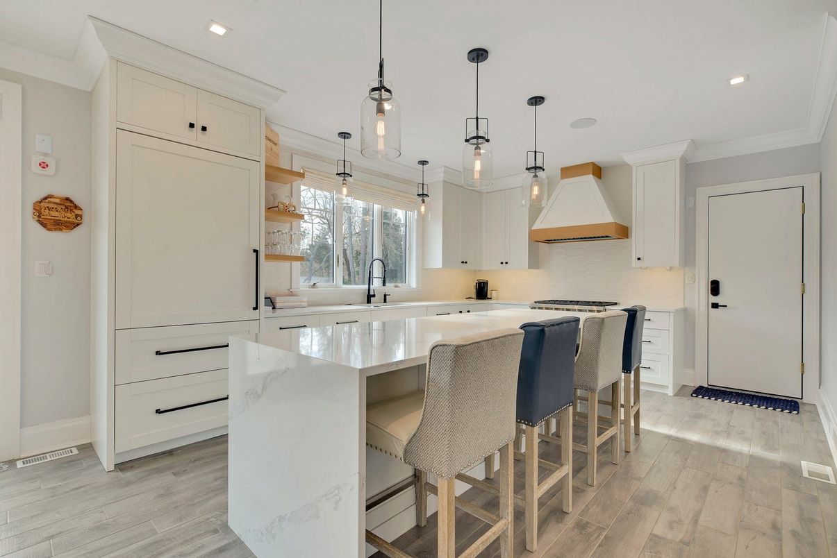 Interior, Kitchen, Pendant Lights, Recessed Lighting, Wood Texture Flooring