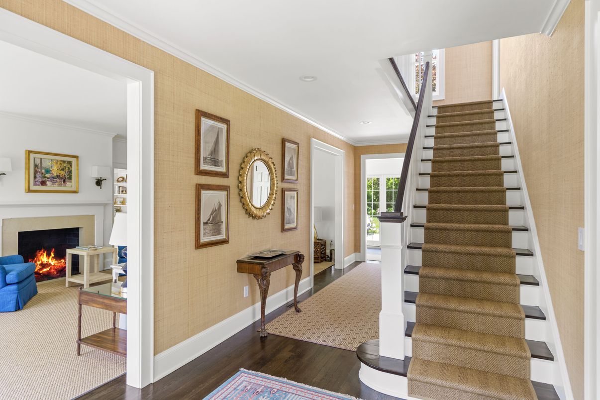 Fireplace, Interior, Recessed Lighting, Wood Texture Flooring