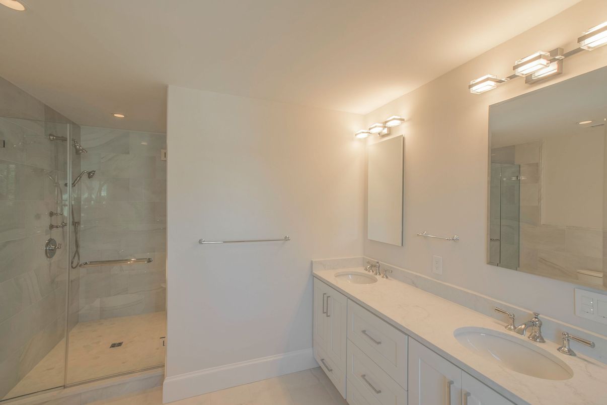 Bathroom, Dual Sink Vanities, Glass Shower, Interior, Recessed Lighting