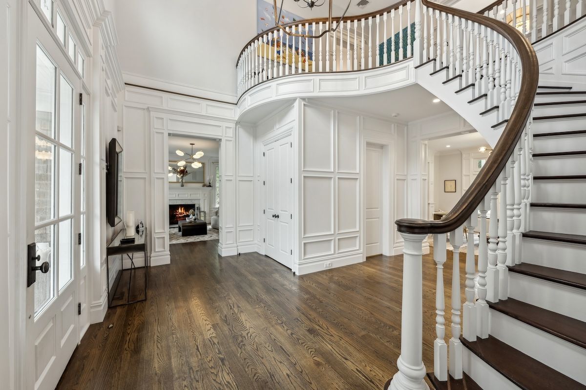 Fireplace, Interior, Recessed Lighting, Wood Texture Flooring