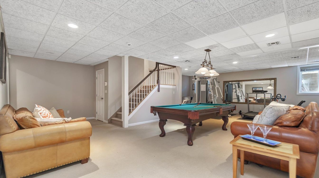 Billiard Table, Fitness Equipment, Game Room, Interior, Living room, Pendant Lights, Recessed Lighting